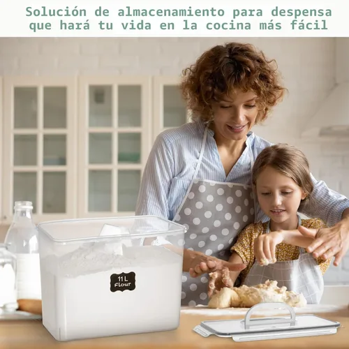 Vista 8 de Shazo 2 PC (3.0 gal 11 L) recipientes de almacenamiento de harina y azúcar con asa de transporte fácil - recipientes de almacenamiento