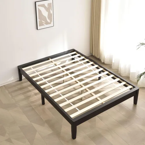 Vista 8 de Better Home Products Stella - Marco de cama de madera de pino maciza, tamaño Queen, color negro
