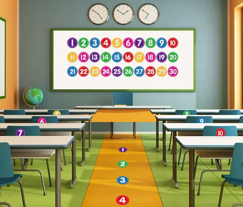 Vista 2 de WhatSign 36 marcadores numéricos – Calcomanías de suelo para aula y jardín de infantes Luminous