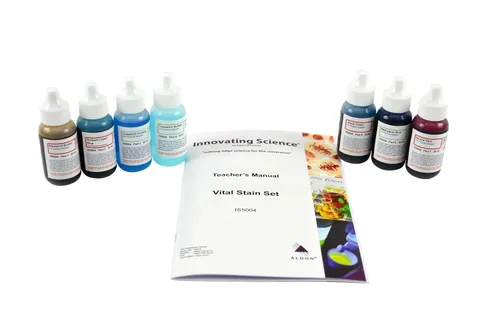 AmScope SK-6 - Juego de colorantes vitales para microscopio, juego de 7 botellas, 6 colorantes diferentes para diapositivas de microscopio,