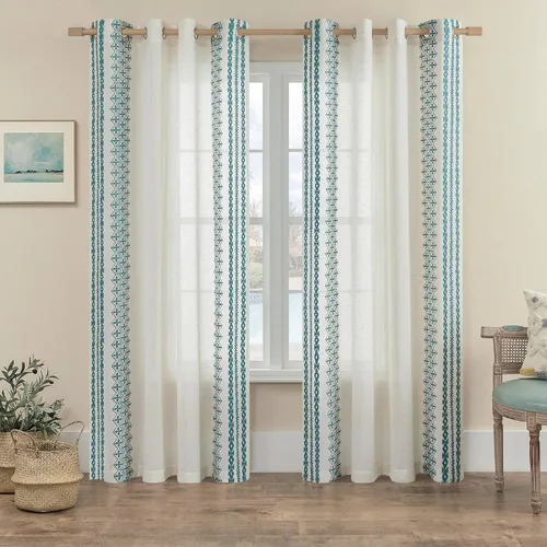 Vista 17 de Cortinas de Lino Natural de 63 Pulgadas de Largo, Juego de 2 Paneles para Sala de Estar y Dormitorio, Cortinas Semitransparentes con Ojales que