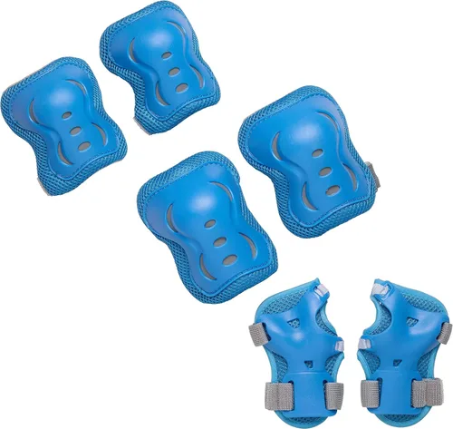 Vista 3 de Patines negros (M) + Combo de equipo de protección azul