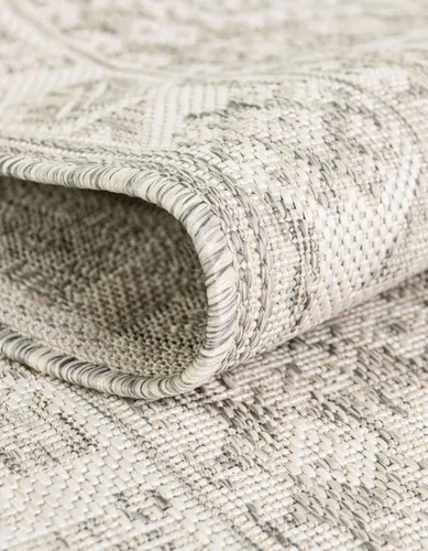 Vista 246 de Unique Loom Outdoor Aztec Collection Alfombra de área, Chalca (7 pies 10 pulgadas, cuadrada, azul/marfil)