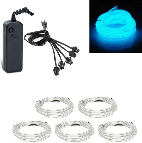 Vista 15 de ABALDI Cable EL, luz de neón portátil, funciona con pilas, paquete de cables electroluminiscentes, alto brillo para decoración de fiestas de Navidad
