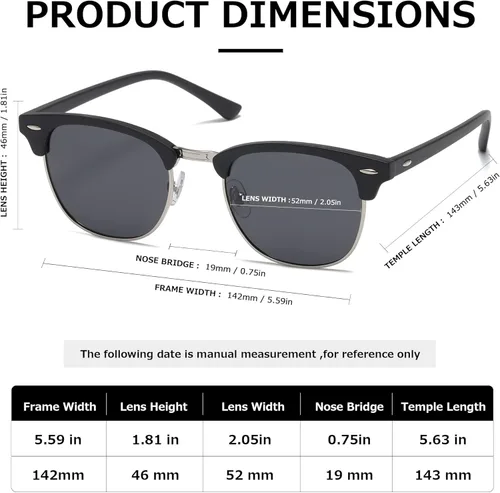 Vista 5 de AEVOGUE Gafas de sol polarizadas para mujeres y hombres marco semiresim gafas de sol retro AE0369