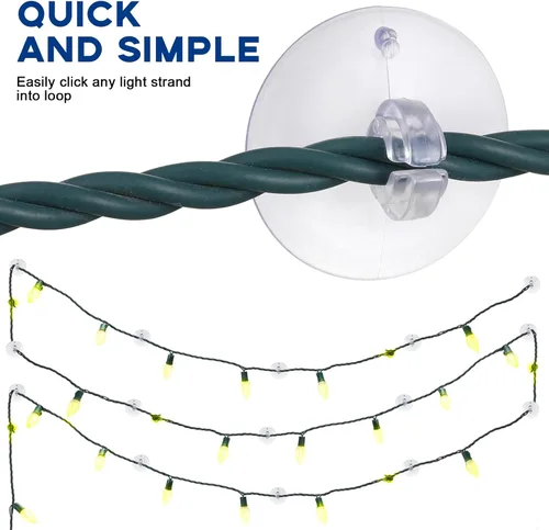 Vista 5 de Skyley 200 ganchos de ventosa de clips de luz de Navidad para vidrio