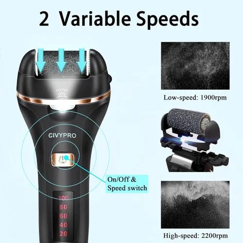 Vista 4 de Removedor eléctrico de callos de pies, largo tiempo de servicio, lima electrónica recargable para pies, regalo ideal, herramientas de pedicura