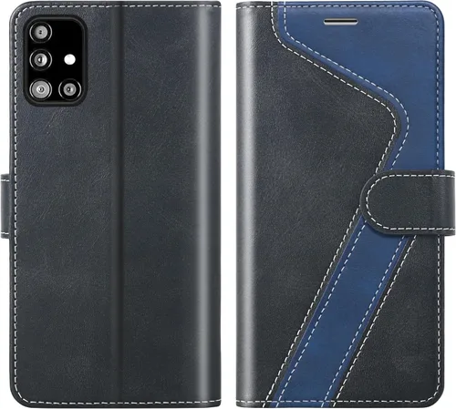 Vista 42 de Funda tipo cartera para Samsung Galaxy A13 5G, funda de cuero con tapa con bloqueo RFID, soporte para tarjetas de crédito, soporte magnético