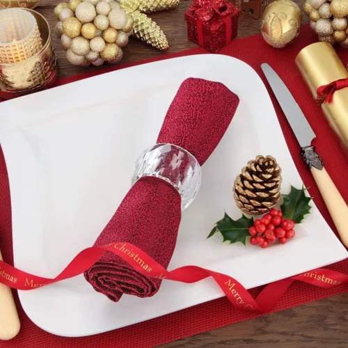 Vista 5 de MDLUU 4 servilleteros de cristal, hebillas de servilletas de 2.3 pulgadas de diámetro, anillos transparentes para servilleteros para Navidad, Acción