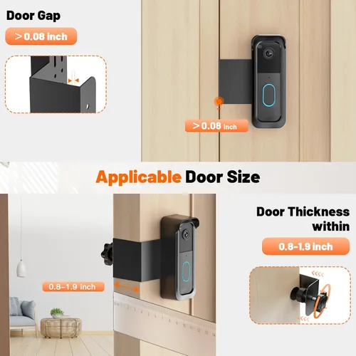 Vista 3 de Soporte para timbre Blink, 2ª generación, antirrobo, soporte para cámara de timbre Blink sin perforación con cubierta para lluvia, compatible