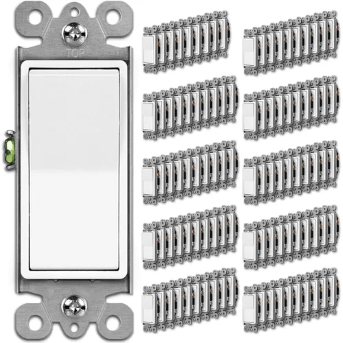Vista 8 de BESTTEN Paquete de 10 interruptores decorativos de pared de un solo polo, 15 A, 120/277 V, interruptor de luz de pala, interruptor basculante
