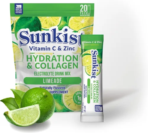 Vista 8 de The Frozen Bean Sunkist Hydration & Collagen Cara Cara - Mezcla de bebida en polvo de electrolitos de naranja (20 varillas), con péptidos