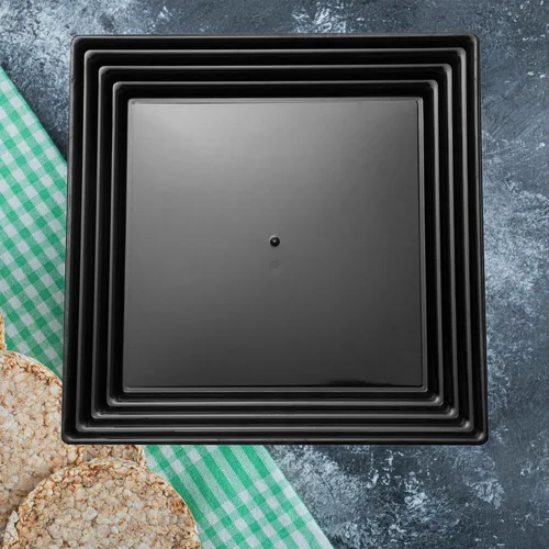 Vista 6 de Smarty Had A Party Bandeja de plástico desechable para servir 24 piezas, platos cuadrados pesados de 12 pulgadas para aperitivos, bodas, cumpleaños