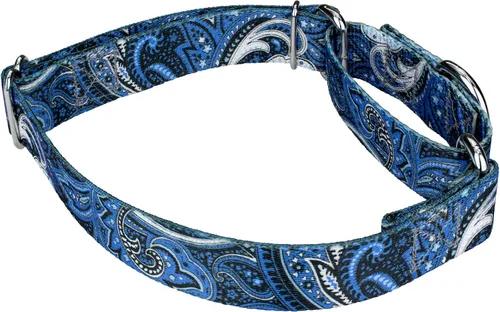 Vista 5 de Country Brook Petz - Collar de perro Martingala de cachemira azul, colección Paisley con diseños elegantes (1/2 pulgada, 2XS)