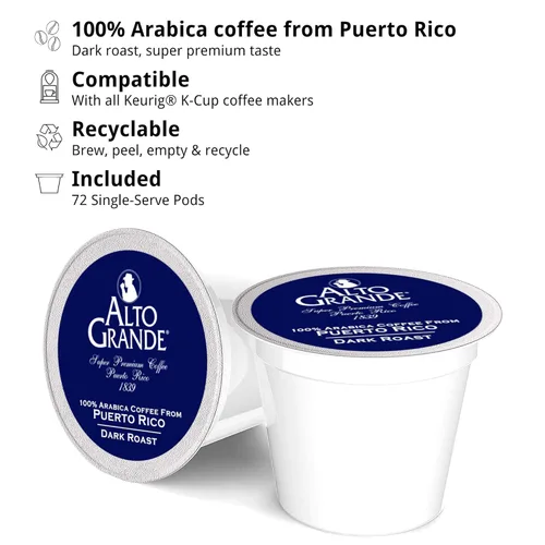 Vista 2 de Alto Grande Cápsulas de café arábica tostado oscuro molido, 72 unidades, compatible con cafeteras Keurig K Cup