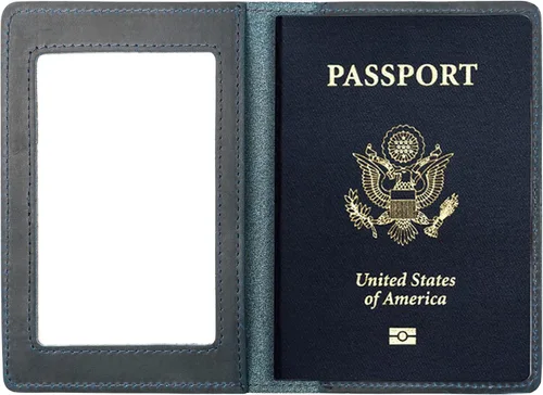 Vista 6 de Combo de carteras para pasaporte y tarjetero de vacunación, bloqueo RFID, funda de cuero genuino para pasaporte con ranura para tarjeta