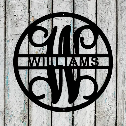 Personalized Metal Signs Custom Name Tags Metal Wall Art Split Letter Monogram Wall Decor Metal Last Name Signs Personalized Wedding Gifts Metal Art