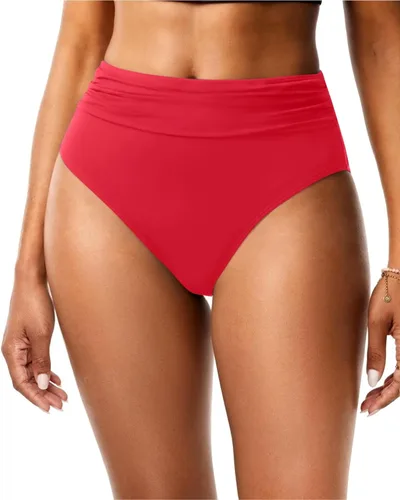 Holipick Traje de Baño de Cintura Alta para Mujer, Fondos de Bikini de Control de Barriga, Bañador de Corte Alto, Traje de Baño de Cintura Alta Rojo