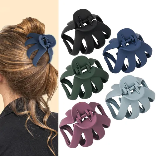Lolalet Pinzas para el cabello de pulpo, paquete de 5 pinzas antideslizantes para el cabello mediano para cabello largo y grueso, rizado, accesorios