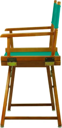 Vista 5 de Casual Home - Silla de director de 18.0 in, marco de roble miel con lona verde azulado