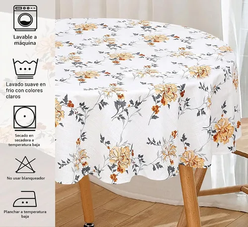 Vista 8 de RUVANTI Paño de Mesa Rectángulo de Lino de Algodón 84x60 Pulgadas, Borde Clásico, Resistente a Manchas, Paño de Mesa Lavable Perfecto para Cubrir