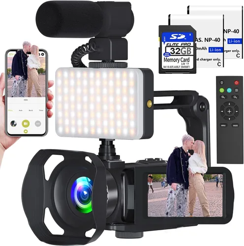 Vista 8 de Cámara de video, videocámara Full HD 1080P 30MP, cámara de vlogging para YouTube con visión nocturna infrarroja, zoom digital de 18X, pantalla LCD