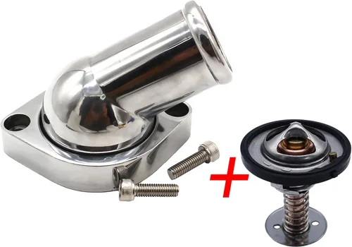 Vista 6 de Carcasa de termostato de cuello de agua giratoria pulida de 45° compatible con motor Chevrolet LS LS1 LS2 LS7