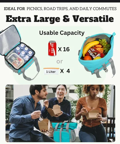 Vista 3 de SUNNY BIRD Lonchera con doble compartimento aislada para mujeres y hombres (azul aguamarina 01)