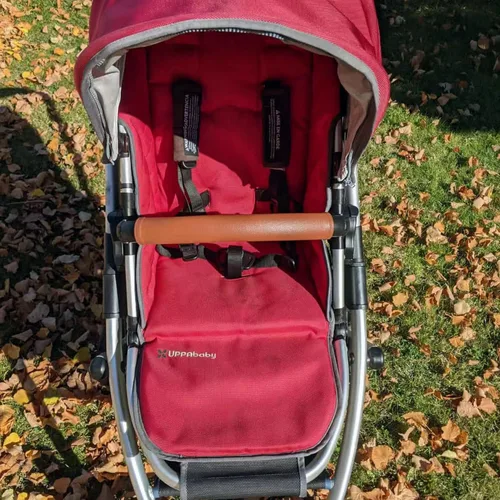 Vista 3 de Funda de cuero para reposabrazos de cochecito de bebé, compatible con Uppababy Vista V1/V2 para cochecito, funda protectora de barra, accesorios