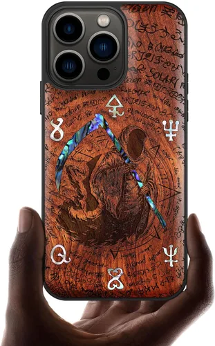 Vista 12 de Carveit Funda protectora de madera de diseñador para iPhone 13 Pro (grabado de madera e incrustaciones de carcasa) compatible con 13 Pro MagSafe