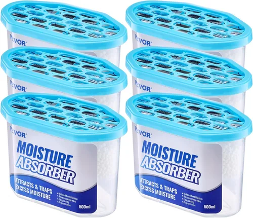 VEVOR Cajas absorbentes de humedad, cajas de absorción de humedad de 10.8 onzas (6 paquetes), deshumidificador sin fragancia que atrae la humedad