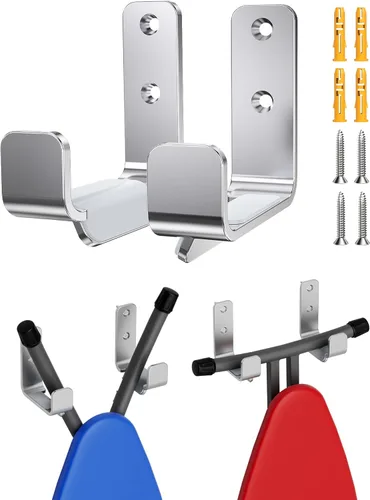 Vista 18 de Soporte de Pared para Tabla de Planchar de Acero Inoxidable, Colgador de Pared para Tabla de Planchar con Patas Y T, Soporte de Pared para Cuarto