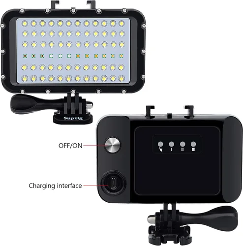 Vista 6 de Suptig Iluminación de video Luz de buceo Luces subacuáticas 72 luces LED compatibles con Gopro Canon, Nikon, Pentax, Panasonic, Sony, Samsung