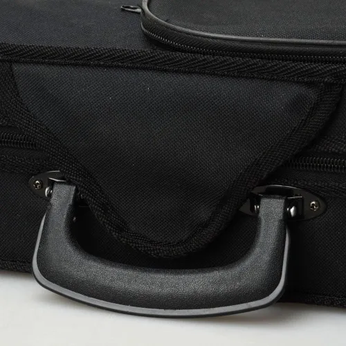 Vista 5 de Vasitelan Estuche rígido para violín de tamaño completo 4/4, mochila básica profesional con forma triangular, funda triangular para violín (beige)