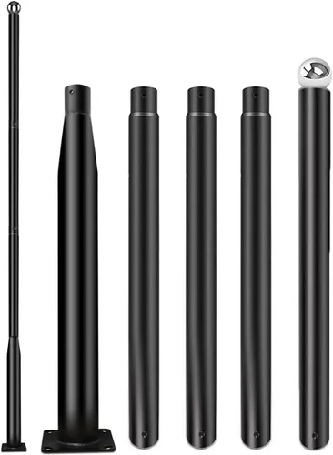 Vista 8 de Poste de luz de calle de 10 pies de alto, poste de metal ajustable negro para luces con jaula de barras de refuerzo de montaje