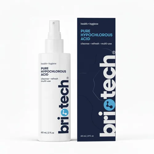 BRIOTECH Aerosol de ácido hipocloroso puro y limpiador, solución tópica HOCl premium original, limpiador multiusos, aprobado para familias y apto