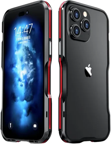 Vista 12 de Parachoques de aluminio compatibles con iPhone 12 Mini de 5.4 PULGADAS, estuche con marco metálico, parachoques delgado de diseño genial y Negro