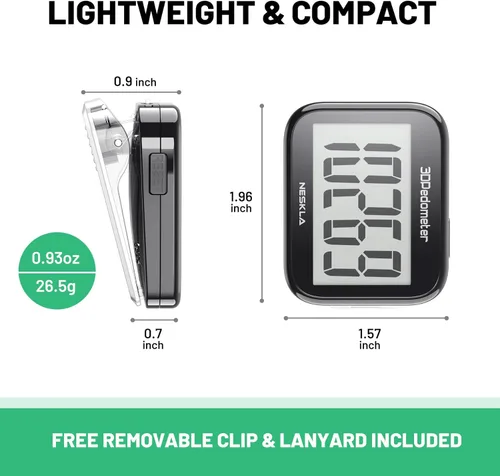 Vista 6 de 3D Pedometer for Walking, Simple Step Counter with Large Digital Display, Step Tracker with Removable Clip Lanyard, Accurately Track Steps for Men