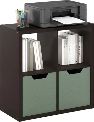 Vista 24 de Furinno Cubicle 4-Cube Thick Frame Book Shelf, Vertical, Amber Oak