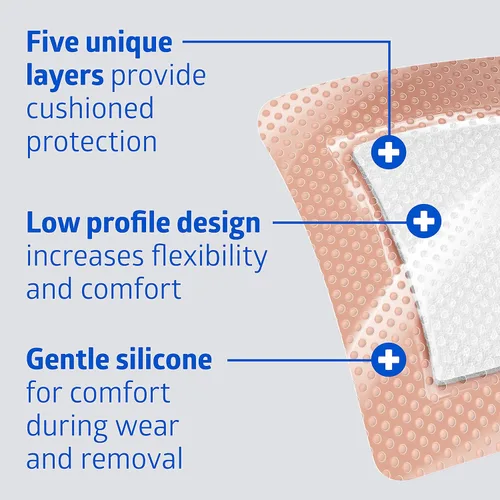 Vista 2 de Medline Optifoam Gentle EX - Apósito adhesivo de espuma con bordes, 7 x 7 pulgadas, sacro (5 unidades)