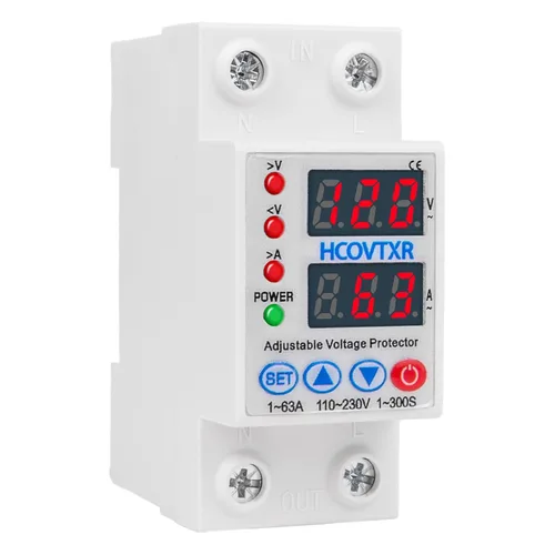 Vista 10 de Interruptor de Circuito Inteligente 110V, Corte de Baja Tensión de 1~63 Amp, Interruptor de Corriente AC Ajustable para Sistemas Solares (Negro)