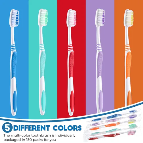 Vista 2 de CHENGU 150 cepillos de dientes envueltos individualmente, cepillo de dientes manual desechable de viaje, cepillo de dientes de cerdas suaves