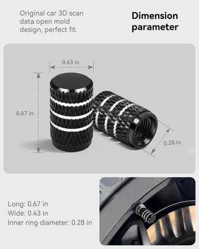 Vista 7 de 4 tapas de vástago de válvula de neumático para Tesla modelo Y X S 3, tapa de vástago de válvula de aleación de aluminio, accesorio universal Negro