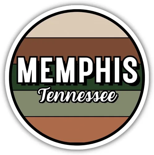 Memphis Tennessee Travel Sticker, 2.5" Multiple Colors, Vinyl Laptop Water Bottle Planner Journal, Collectible Places I've Been, Luggage Decal Earth