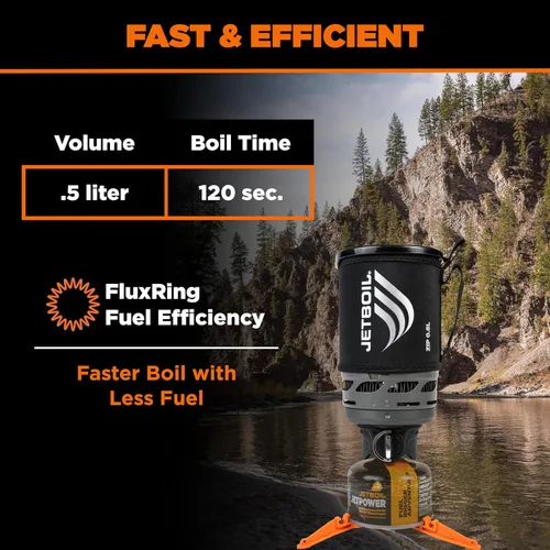 Vista 4 de Jetboil Estufa portátil de hervir rápido con cremallera de 0.8 L con botón de encendido fácil de girar para mochileros y campamentos, quemador