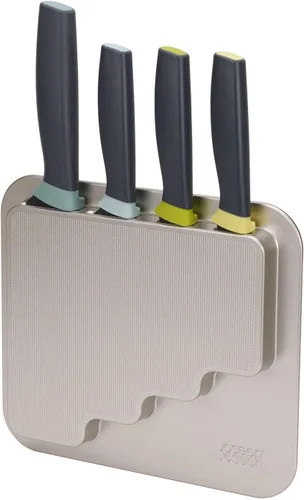 Joseph Joseph DoorStore - Juego de cuchillos Elevate con bloque de cuchillos 3M adhesivo para pared y gabinete para puerta, 5 piezas, ópalo