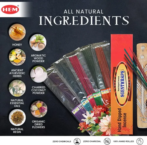 Vista 6 de Hem - Varitas de incienso – 10 aromas Veriety Pack 12 varitas cada uno – 11 pulgadas – 120 varillas en total – con soporte de aroma natural