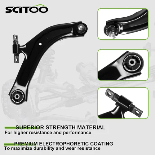 Vista 3 de SCITOO Kit de suspensión de 8 piezas, 2 brazos de control delantero inferior con rótula, 2 barras estabilizadoras delanteras, 2 extremos de barra