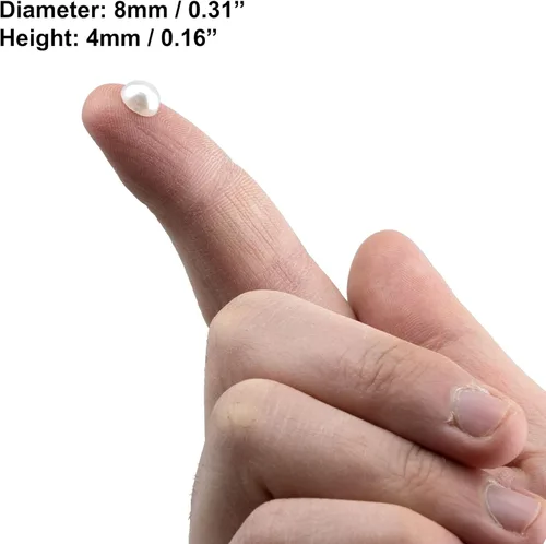 Vista 3 de 2000 piezas de perlas de 0.315 pulgadas para manualidades, perlas blancas de espalda plana, cabujón medio redondo, perlas de imitación de perlas