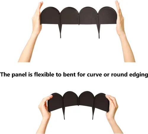 Vista 7 de Evelyne Borde de borde de jardín en medio círculo (semicírculo) diseño arqueado – 15 piezas de revestimiento de valla de jardín marrón barrera
